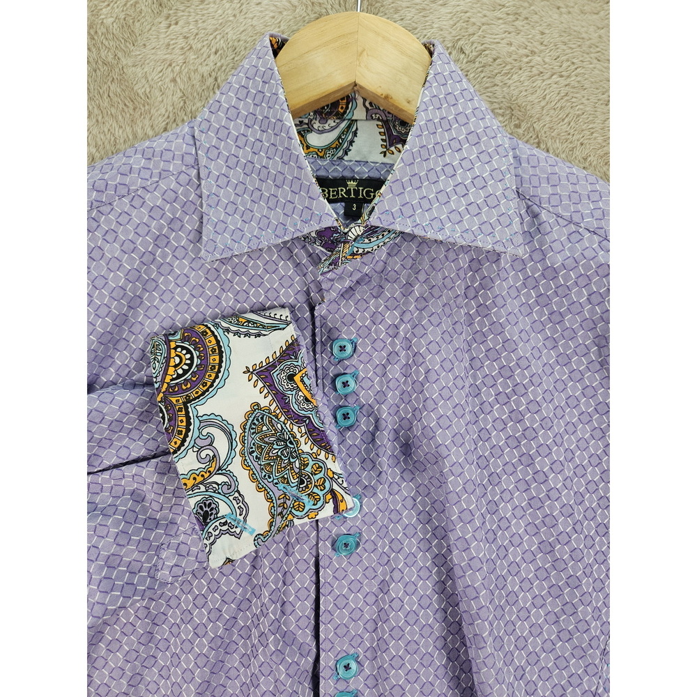 Bertigo Button-down Shirt Geometric Pattern Vibrant Paisley Contrast Lining